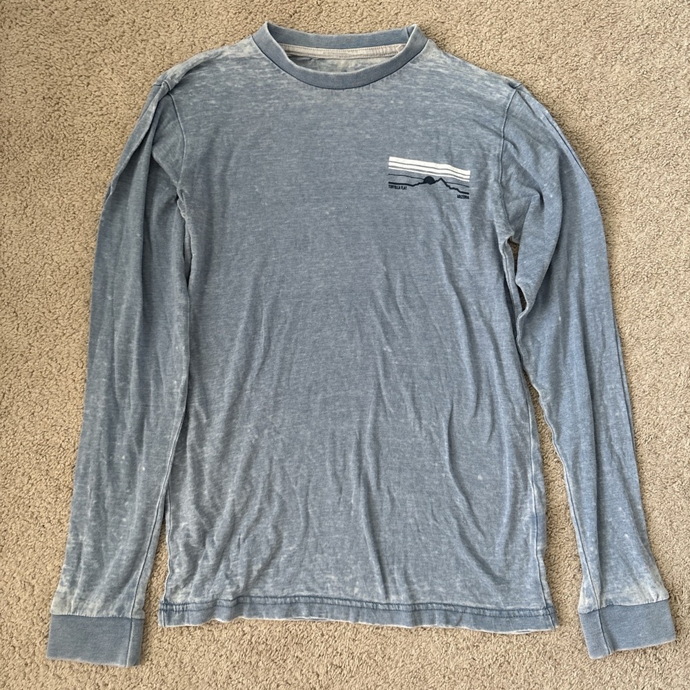 Casual Blue Long Sleeve Tee
